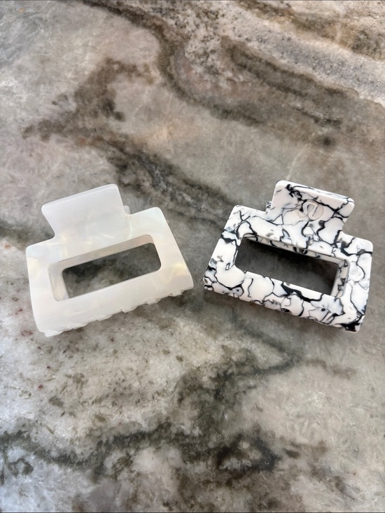 lululemon athletica Accessories - Lululemon claw clips small lot of 2 black white marble iridescent pearl